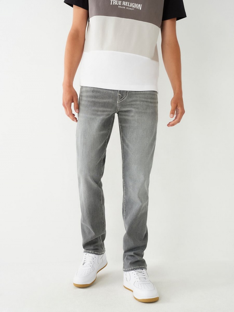 Chalk Grey Wash True Religion Ricky Big T Stitch Straight Jeans | 1908-BVNLR