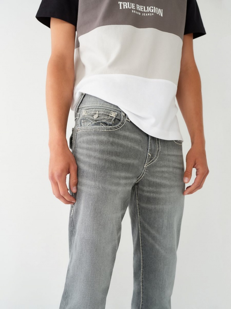 Chalk Grey Wash True Religion Ricky Big T Stitch Straight Jeans | 1908-BVNLR