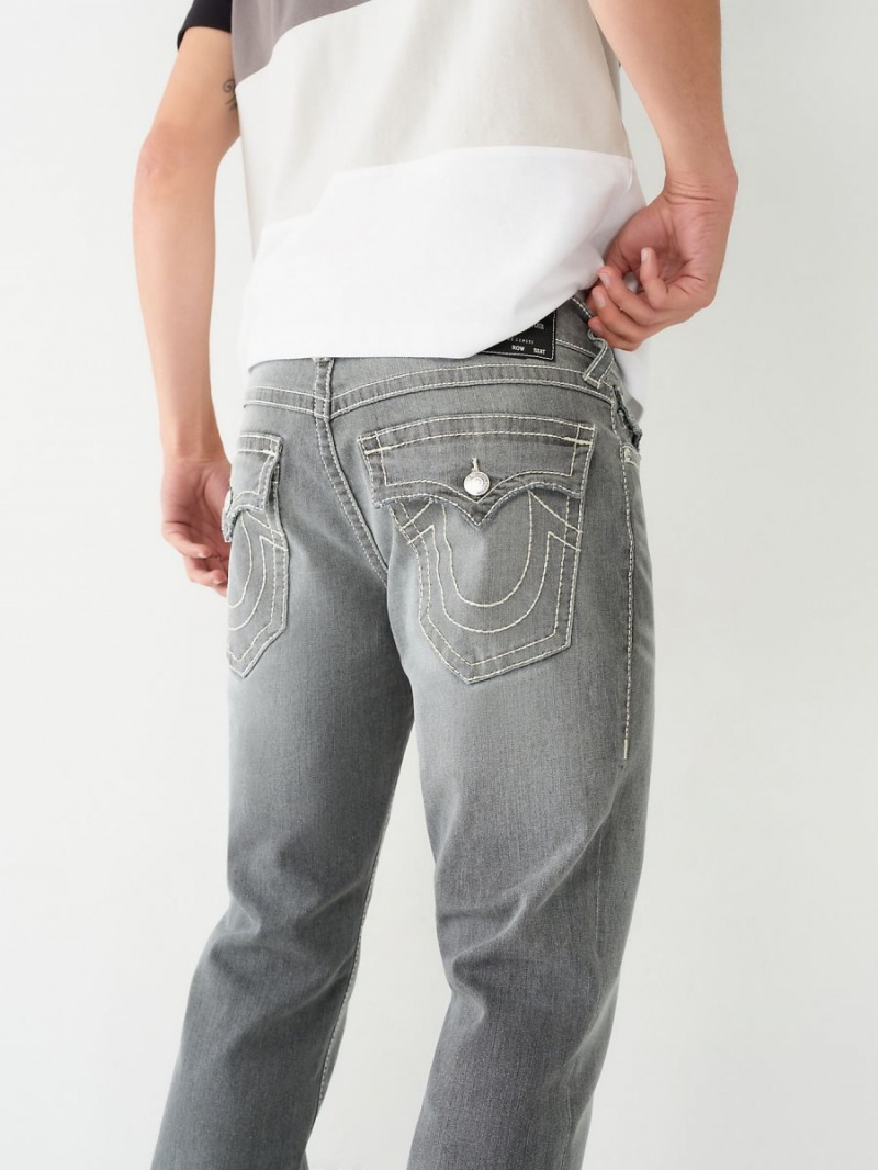 Chalk Grey Wash True Religion Ricky Big T Stitch Straight Jeans | 1908-BVNLR