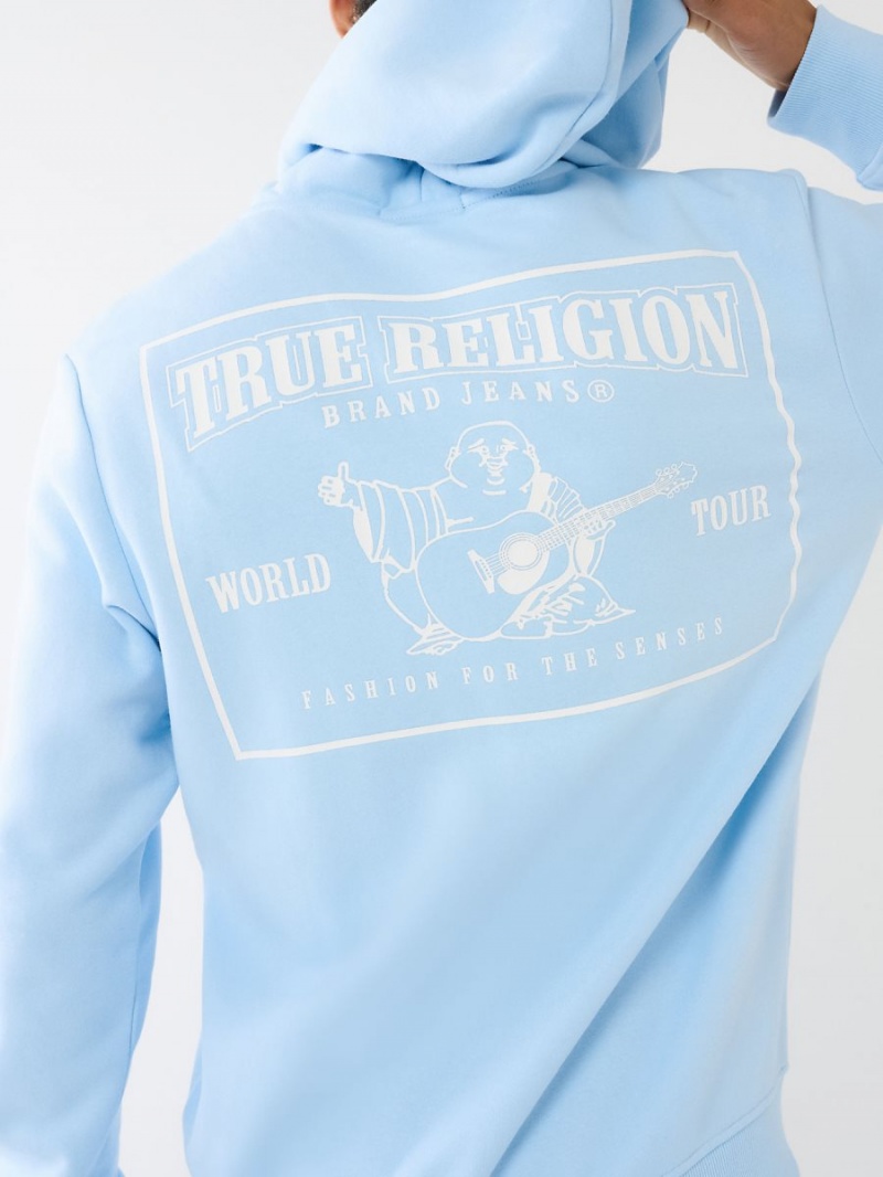 Chambray Blue True Religion Horseshoe Logo Zip Hoodie | 8634-XWISQ