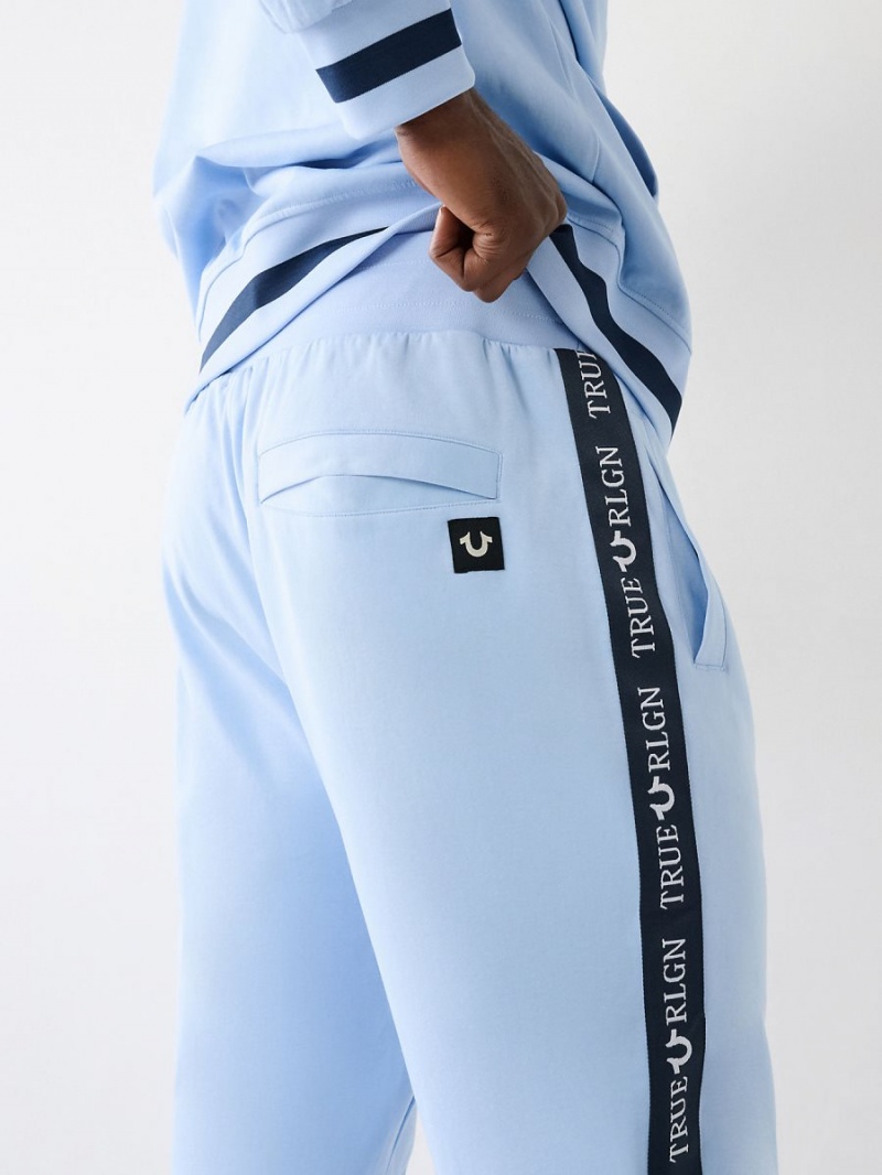 Chambray Blue True Religion Logo Trim Track Pants | 5621-WQUXM