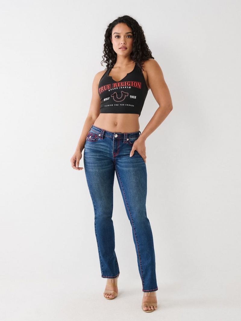 Coal True Religion Notch Crop Logo Tanks | 3654-NWMQL