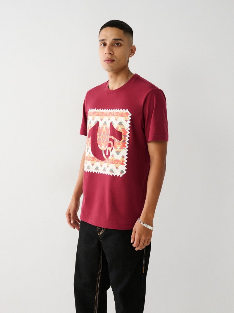 Cranberry True Religion Graphic Logo T Shirts | 8742-RFESQ