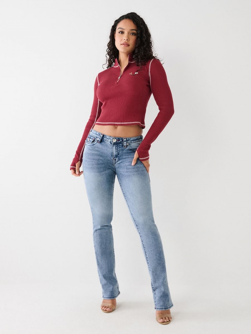 Cranberry True Religion Half Zip Top | 0293-JOKFP