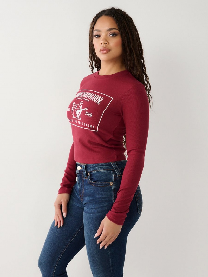 Cranberry True Religion Long Sleeve Logo Baby T Shirts | 6572-BLUQP