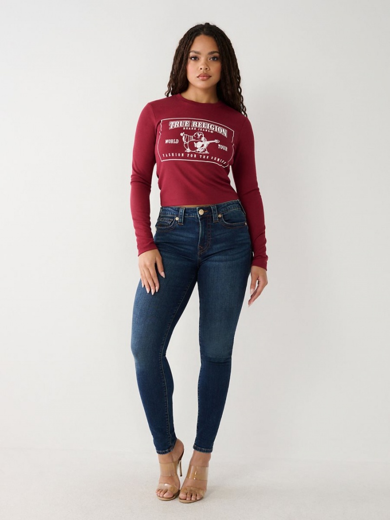 Cranberry True Religion Long Sleeve Logo Baby T Shirts | 6572-BLUQP