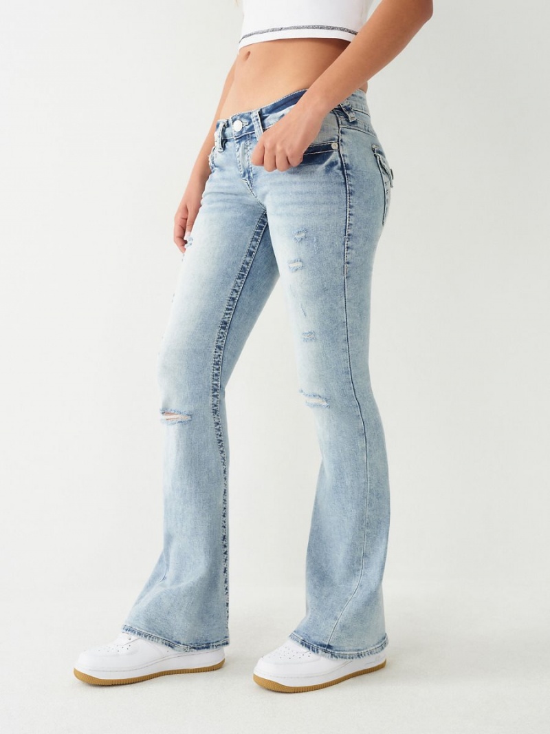 Crystal Cascade W/ Destroy True Religion Joey Low Rise Big T Flare Jeans | 0596-DIFQC