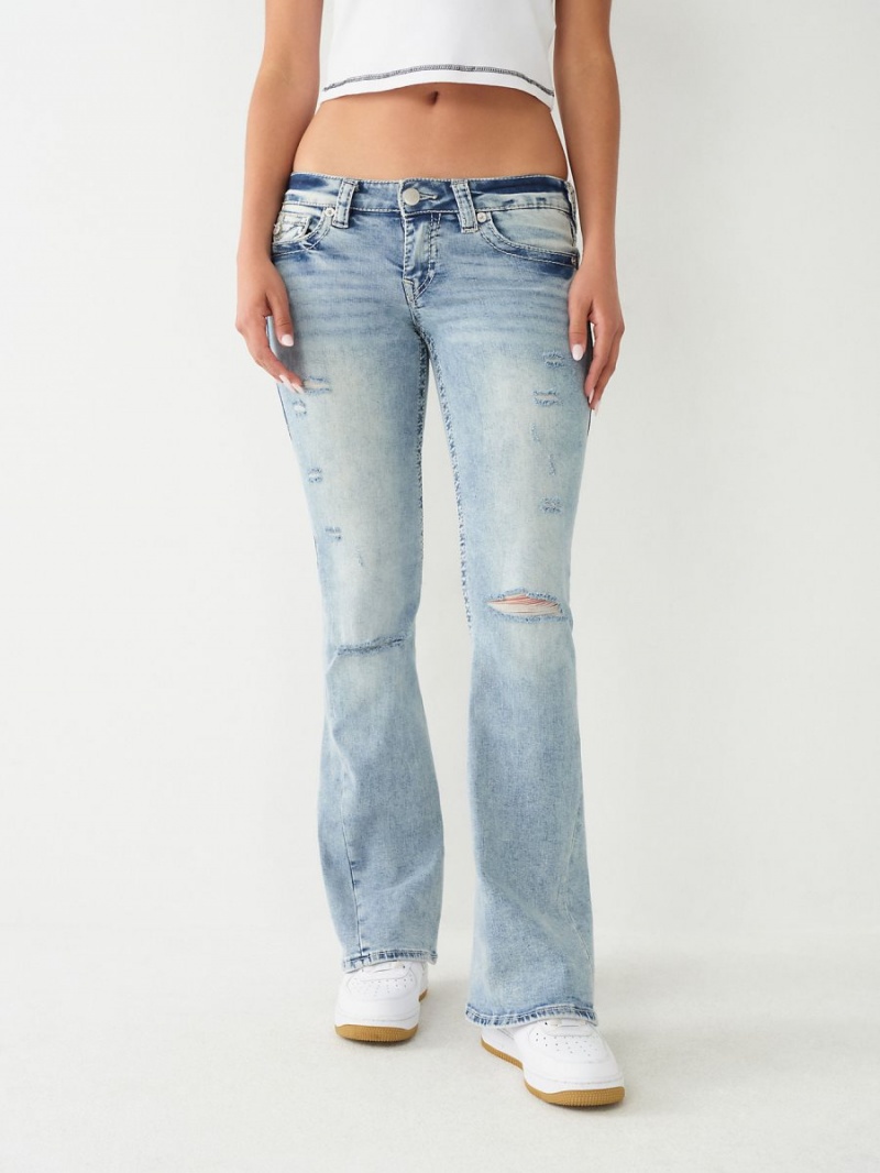 Crystal Cascade W/ Destroy True Religion Joey Low Rise Big T Flare Jeans | 0596-DIFQC