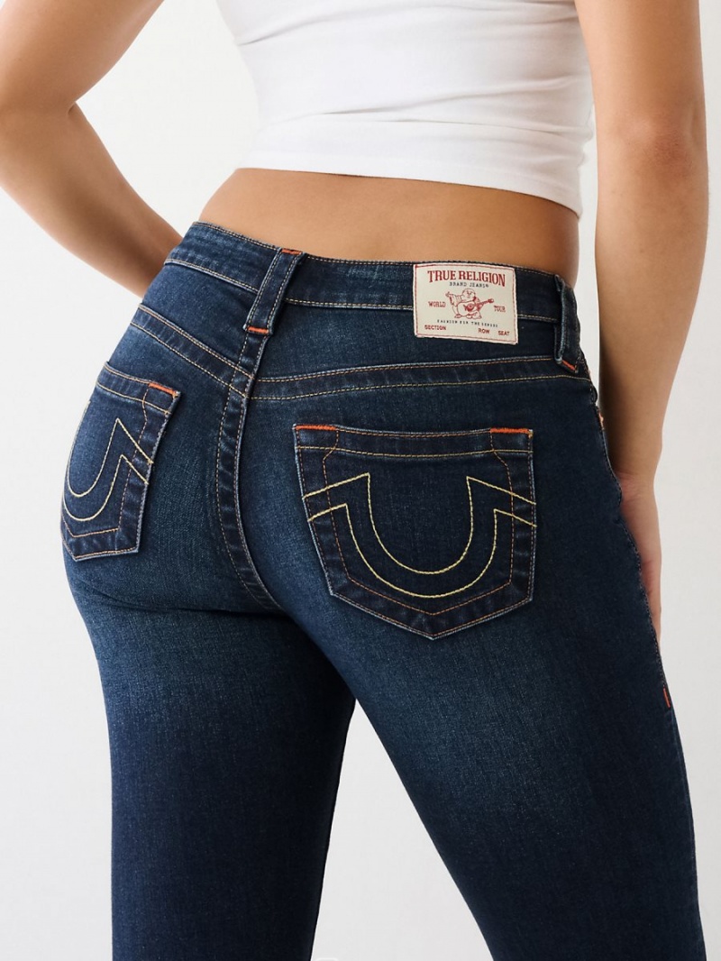 DARK WASH MUDDY WATERS True Religion Halle Mid Rise Super Skinny Jeans | 4219-GWTKB