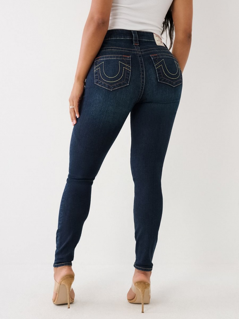 DARK WASH MUDDY WATERS True Religion Jennie Mid Rise Curvy Skinny Jeans | 0681-TNUAQ