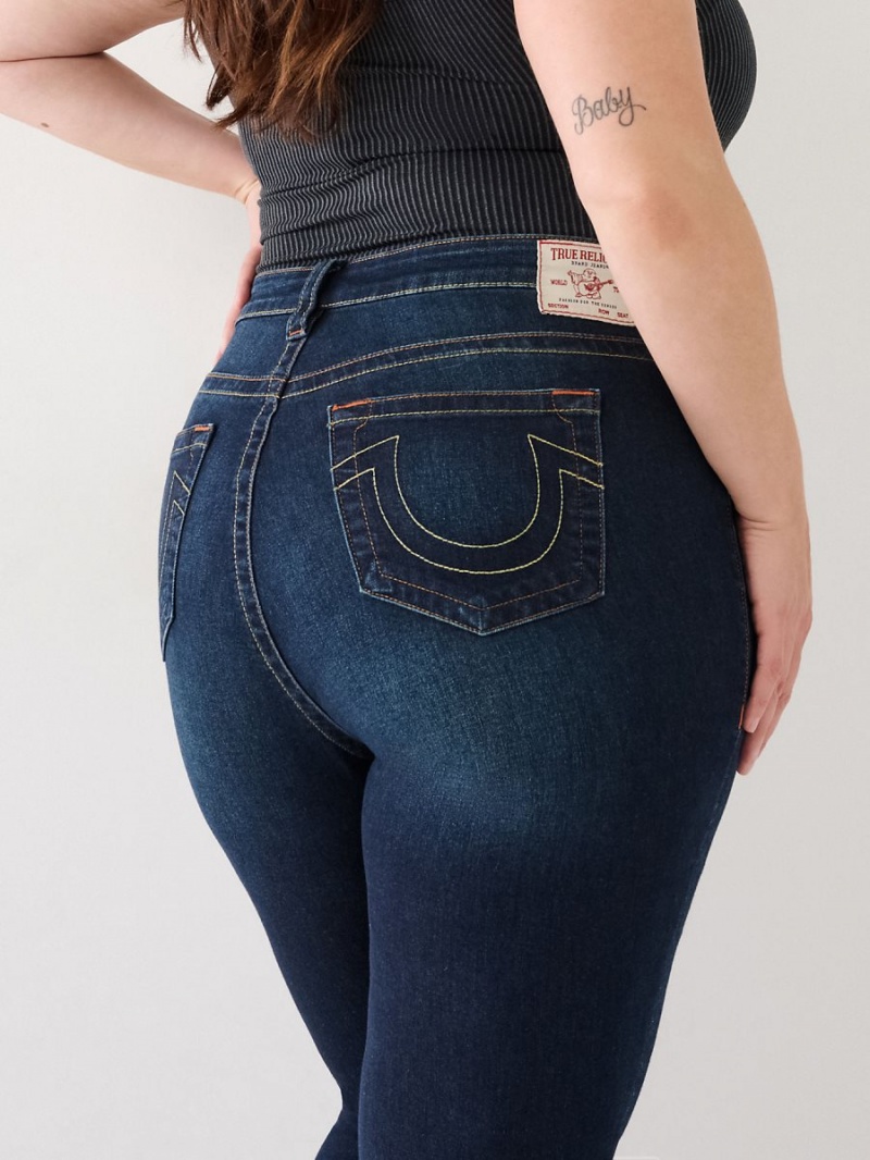 DARK WASH MUDDY WATERS True Religion Plus Jennie High Rise Curvy Skinny Jeans | 4165-SQKLG