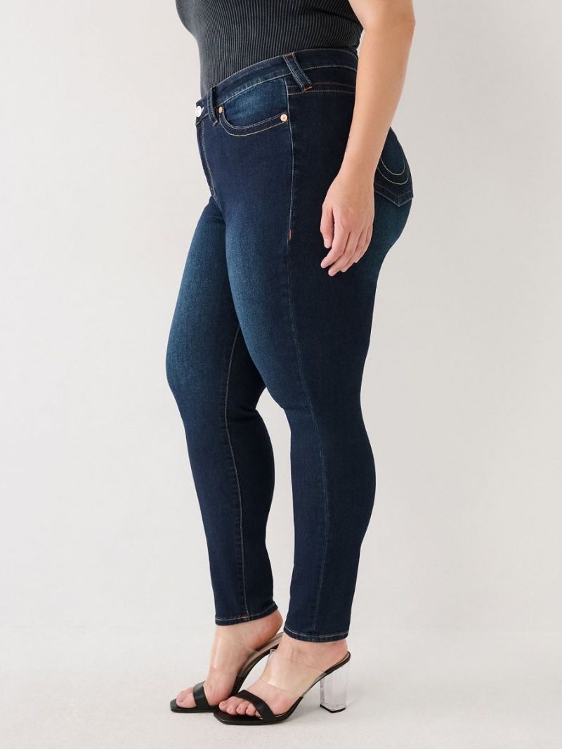 DARK WASH MUDDY WATERS True Religion Plus Jennie High Rise Curvy Skinny Jeans | 4165-SQKLG