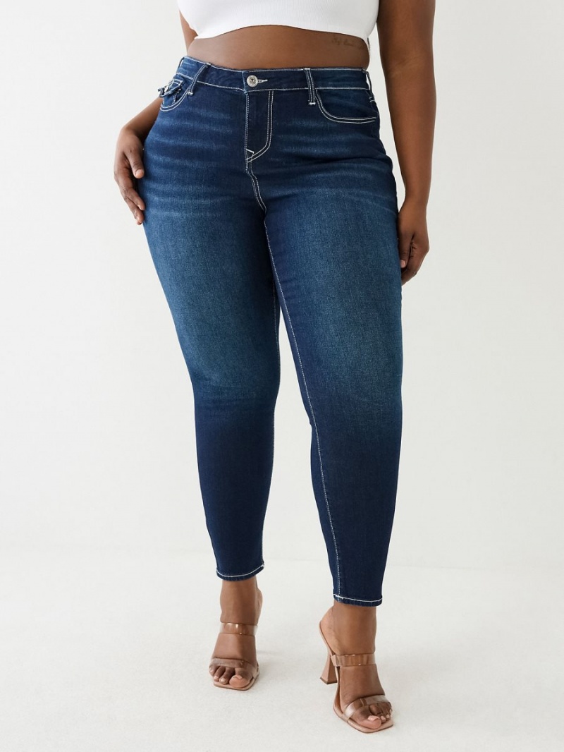 Dark Artic True Religion Halle Hr Sn Flap Skinny Jeans | 5867-LPUIW