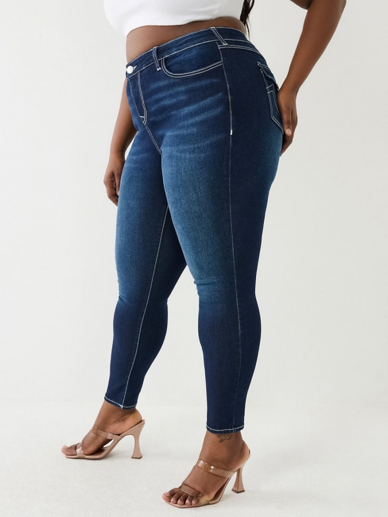 Dark Artic True Religion Halle Hr Sn Flap Skinny Jeans | 5867-LPUIW