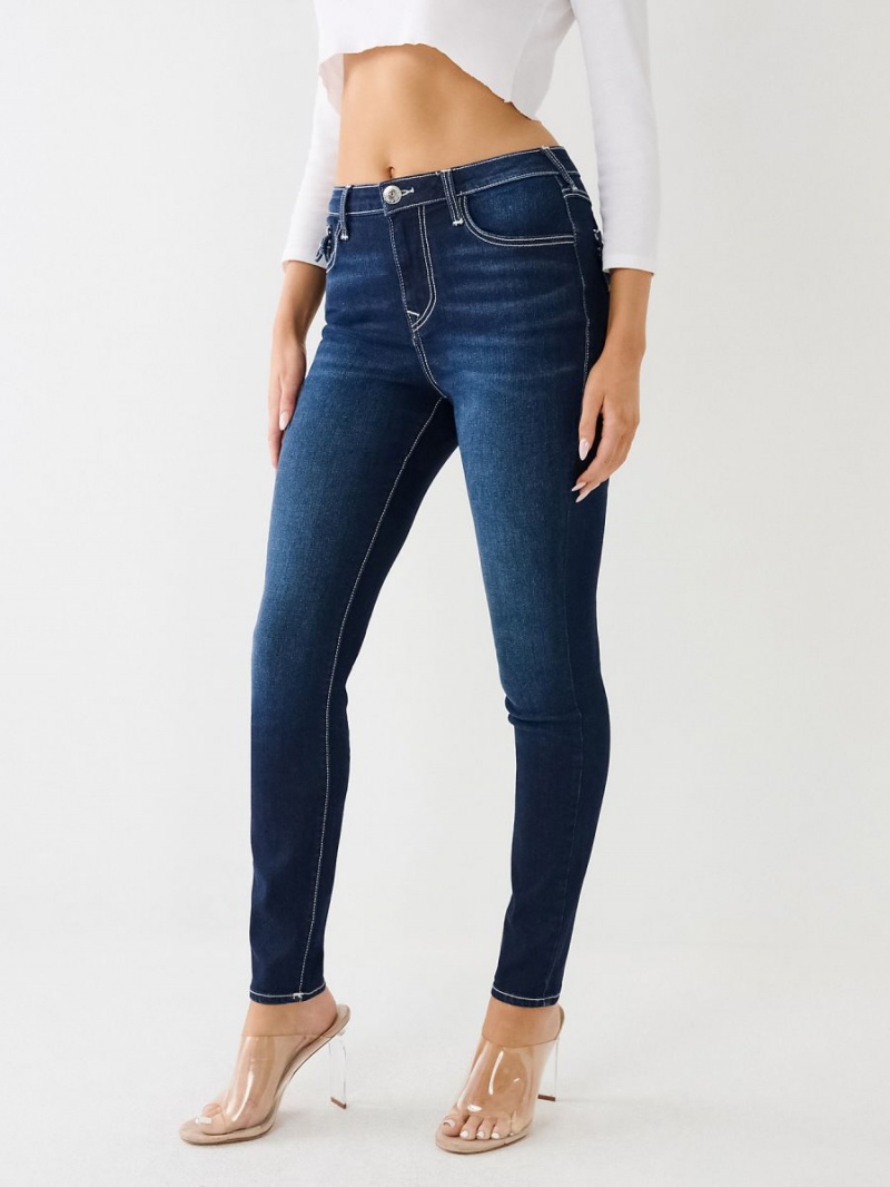 Dark Artic True Religion Halle Hr Sn Flap Skinny Jeans | 7036-FVIBL