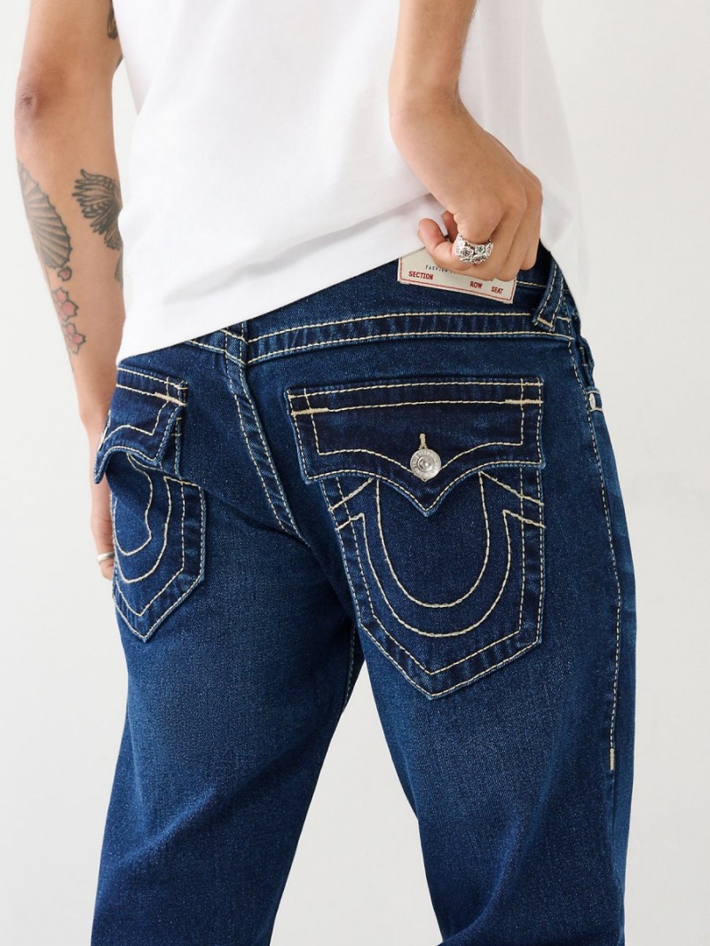 Dark Artic True Religion Ricky Big T Stitch Straight Jeans | 1357-QPTEO