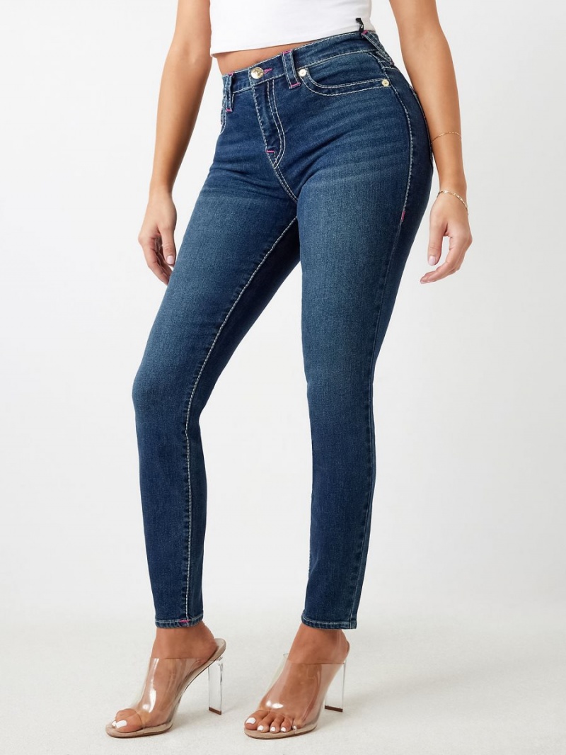 Dark Boreal True Religion Halle High Rise Super Skinny Jeans | 0268-PAZHG