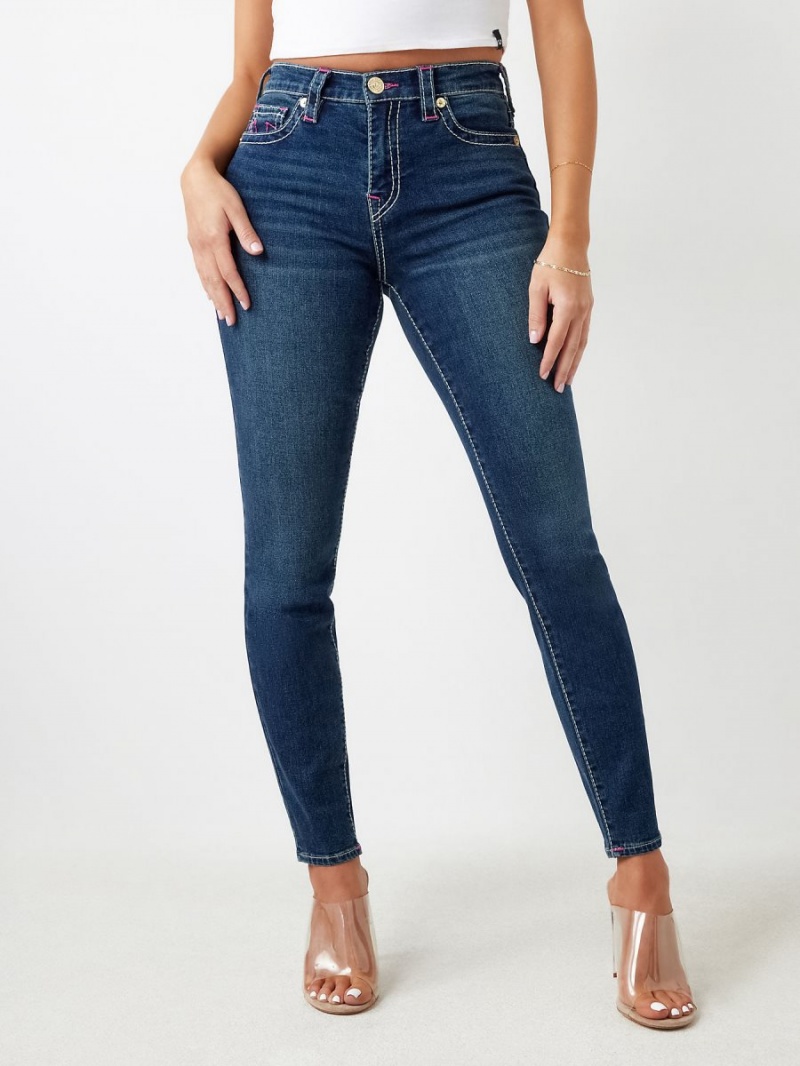 Dark Boreal True Religion Halle High Rise Super Skinny Jeans | 0268-PAZHG