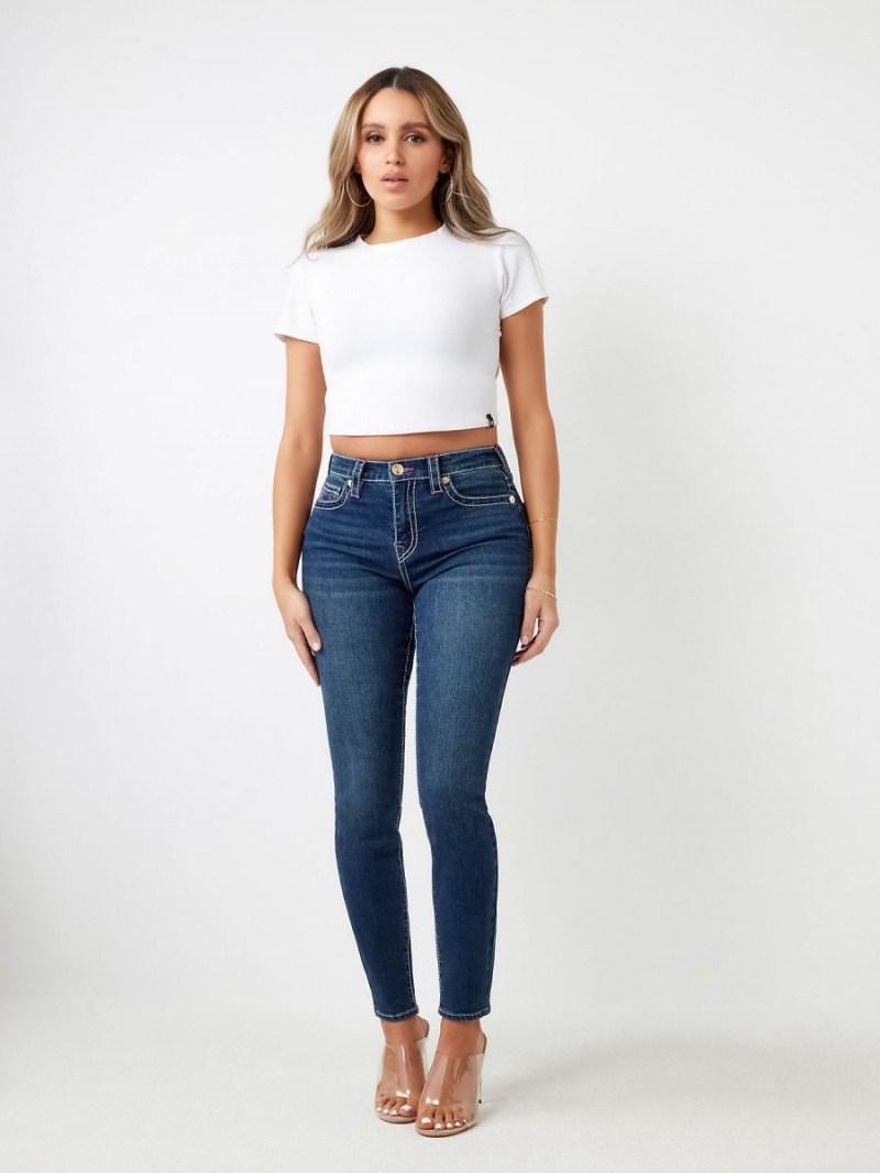 Dark Boreal True Religion Halle High Rise Super Skinny Jeans | 0268-PAZHG