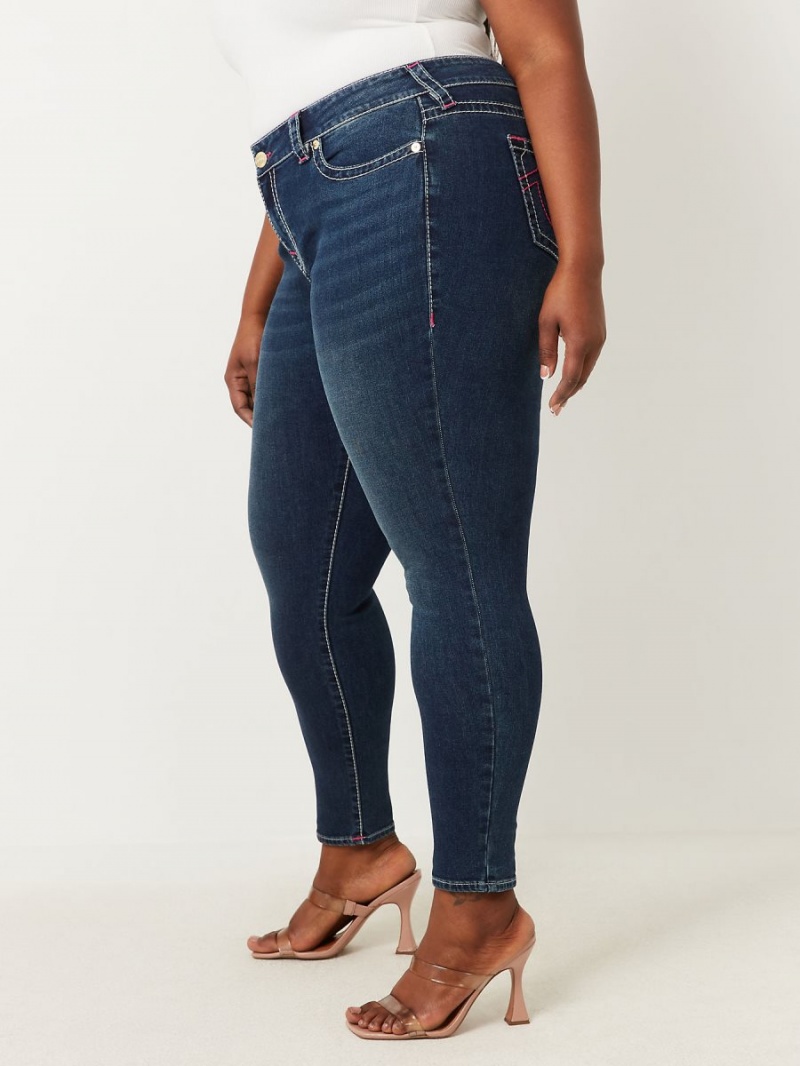 Dark Boreal True Religion Plus Halle High Rise Super Skinny Jeans | 0869-XMUFJ