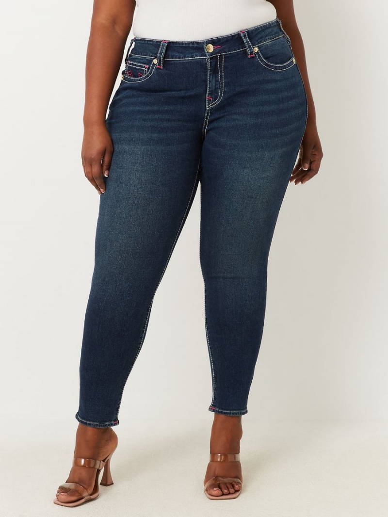 Dark Boreal True Religion Plus Halle High Rise Super Skinny Jeans | 0869-XMUFJ