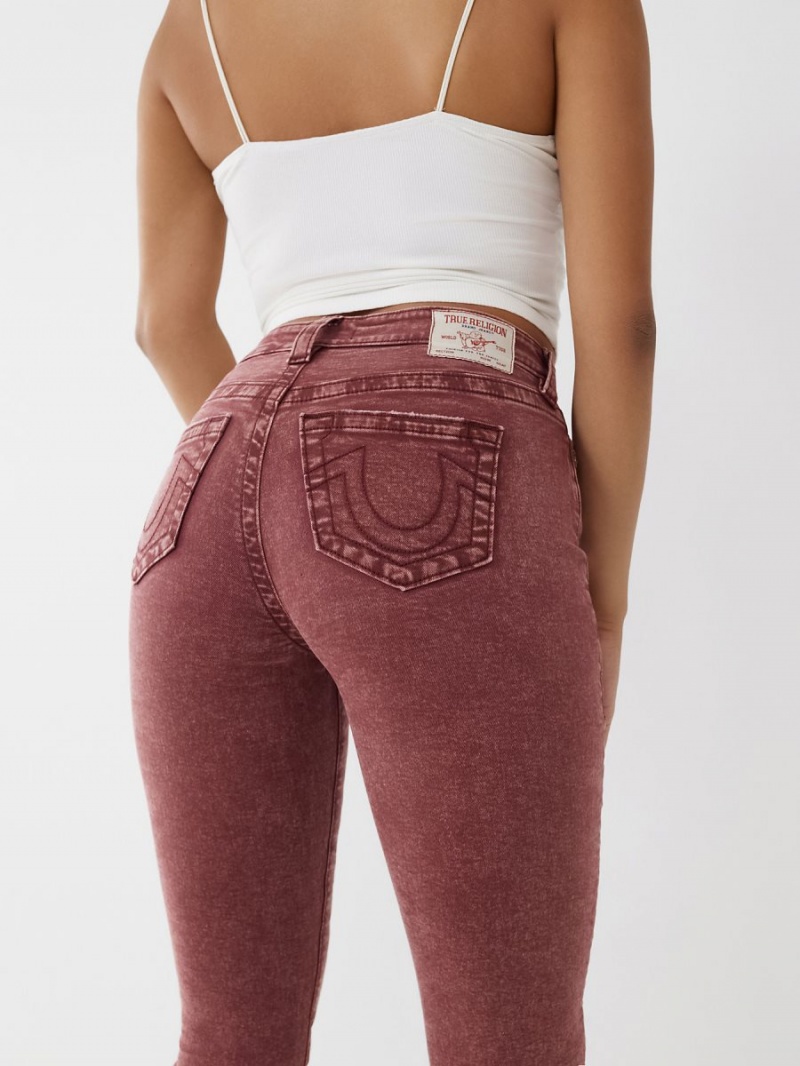 Dark Burgundy True Religion Halle High Rise Super Skinny Jeans | 0236-XKSBD