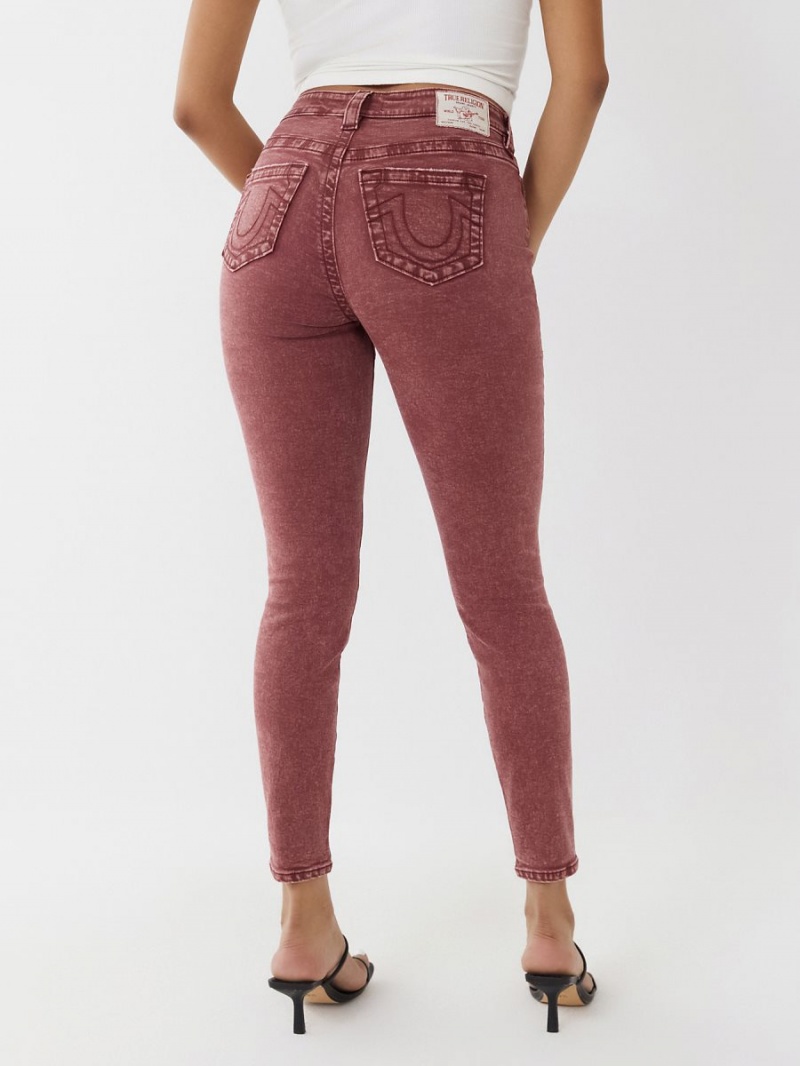 Dark Burgundy True Religion Halle High Rise Super Skinny Jeans | 0236-XKSBD