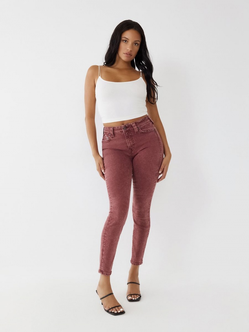 Dark Burgundy True Religion Halle High Rise Super Skinny Jeans | 0236-XKSBD