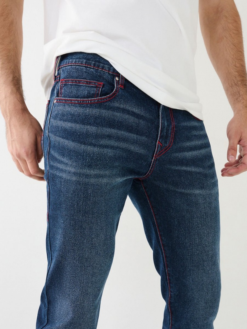 Dark Glacial True Religion Geno Single Needle Slim Jeans | 2436-KQGAY