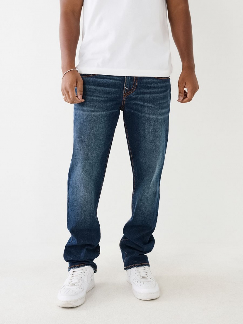 Dark Glacial True Religion Ricky Big T Stitch Straight Jeans | 0253-OTFKC