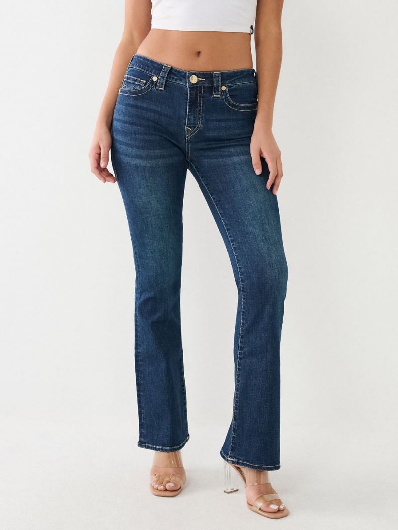 Dark High Road Wash True Religion Becca Mid Rise Single Needle Bootcut Jeans | 2679-WDUNX