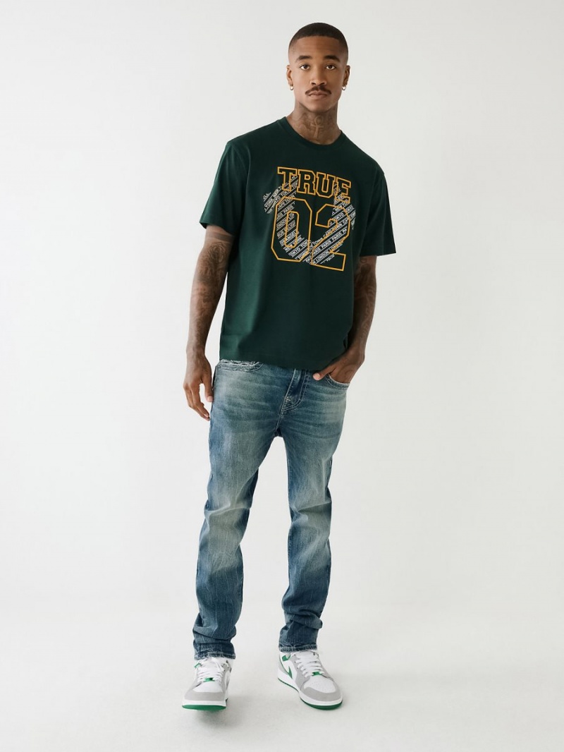 Dark Jade Green True Religion 02 Logo T Shirts | 6492-YBDPO