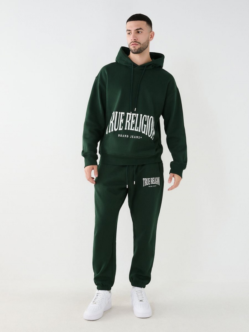 Dark Jade Green True Religion Relaxed Arched Logo Jogger | 7235-TJMEH