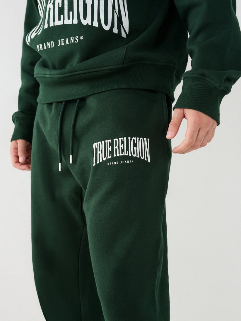 Dark Jade Green True Religion Relaxed Arched Logo Jogger | 7235-TJMEH