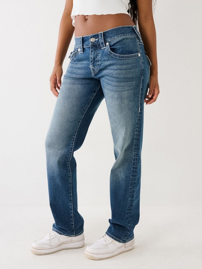 Dark Wash True Religion Ricki Relaxed Jeans | 1042-OTLZK