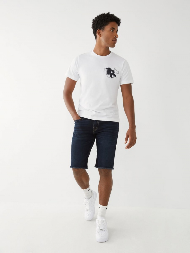 Dark Wash True Religion Ricky Big T Straight Shorts | 8796-AQPEX