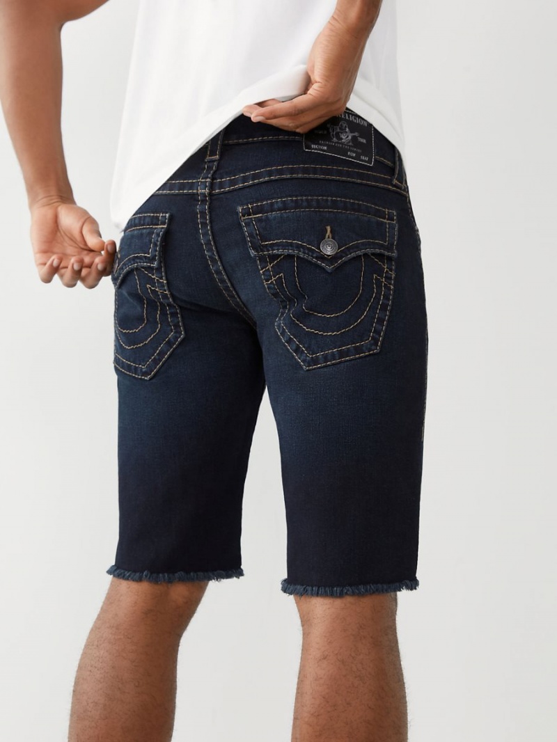 Dark Wash True Religion Ricky Big T Straight Shorts | 8796-AQPEX