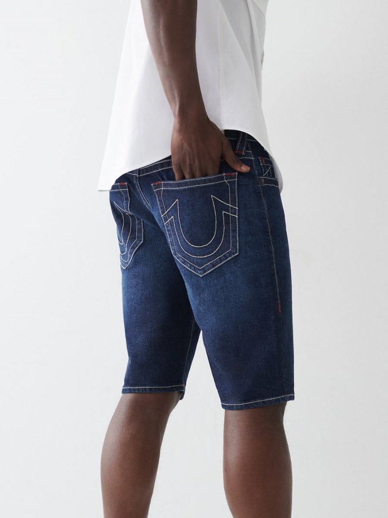 Dark Wash True Religion Ricky Straight Shorts | 8597-TQOPI