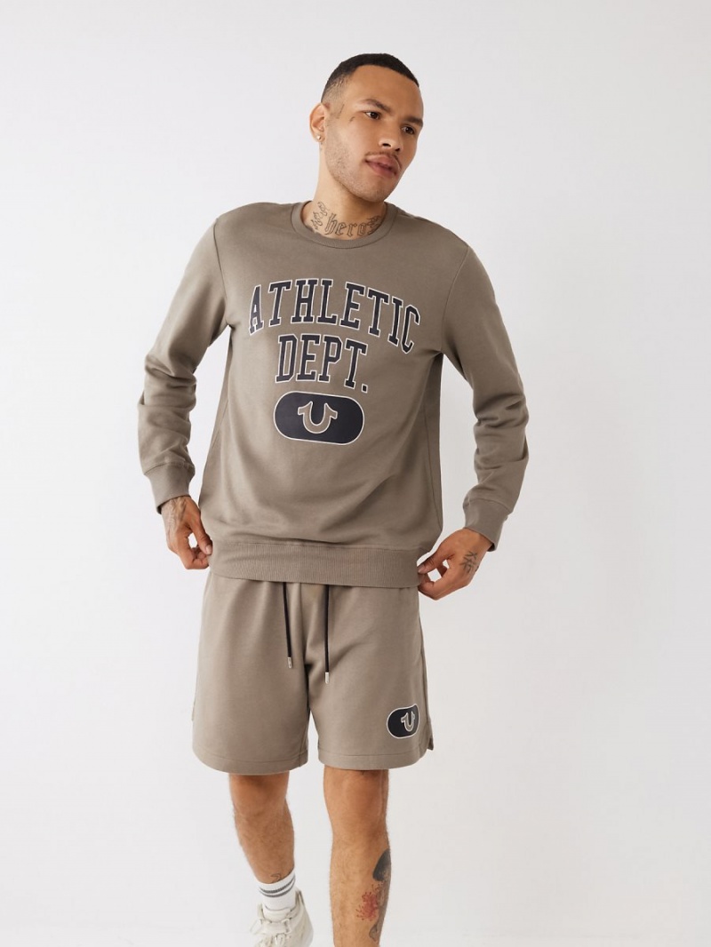 Dirty Smaragd True Religion Athletic Crewneck Sweatshirt | 4793-ZCQGW