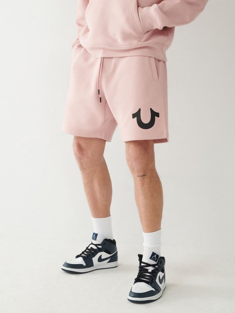 Dull Pink True Religion Logo Relaxed Shorts | 8179-SBWYF