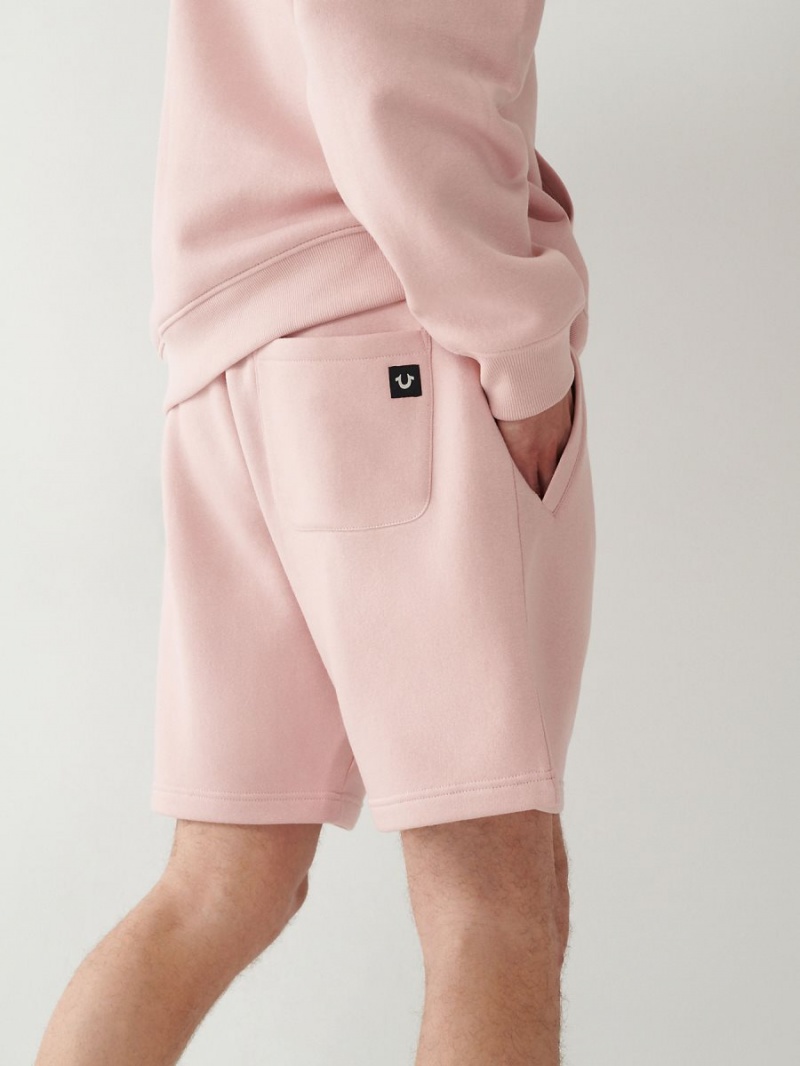 Dull Pink True Religion Logo Relaxed Shorts | 8179-SBWYF