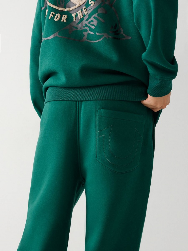 Emerald Green True Religion Logo Jogger | 5869-YUMQK