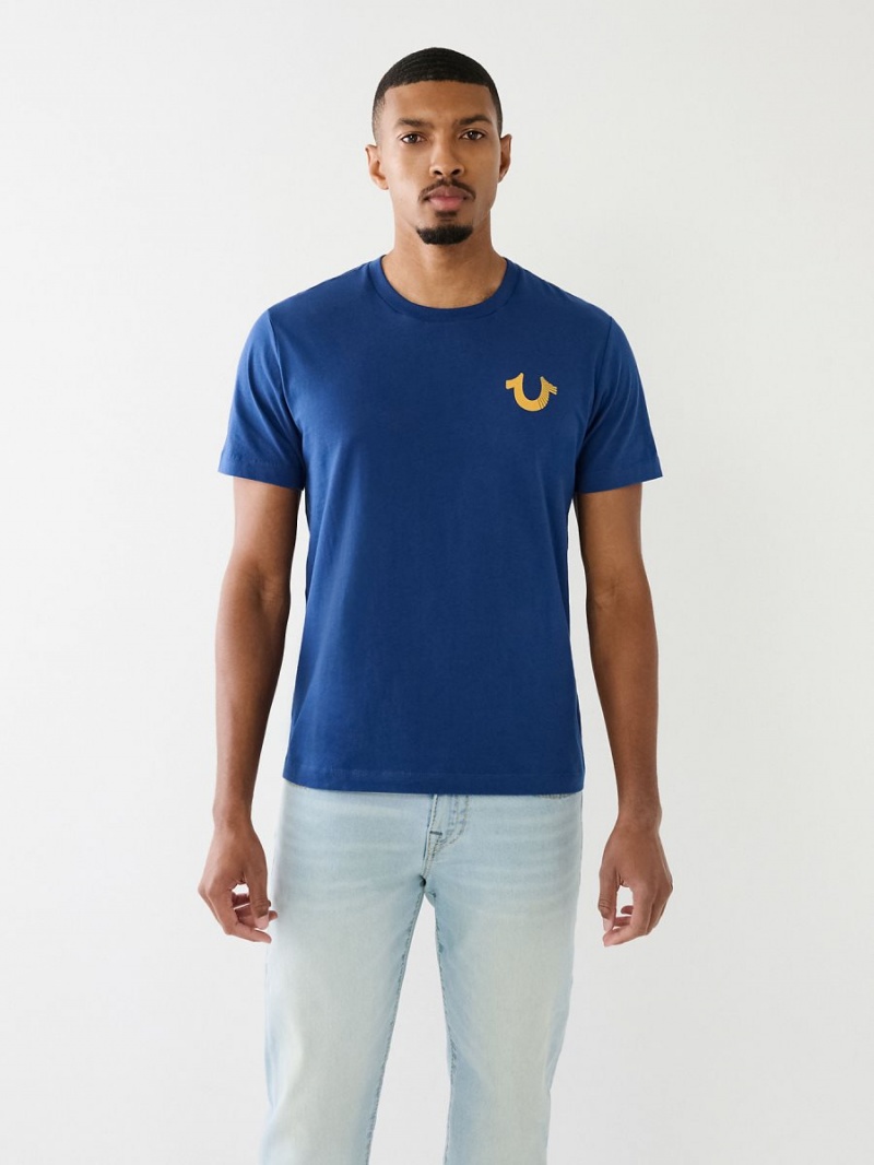 Estate Blue True Religion Buddha Logo Crew T Shirts | 3892-XBNDI