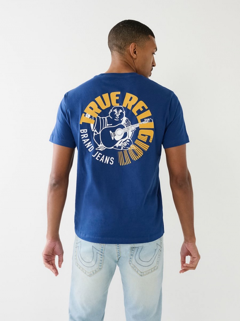 Estate Blue True Religion Buddha Logo Crew T Shirts | 3892-XBNDI