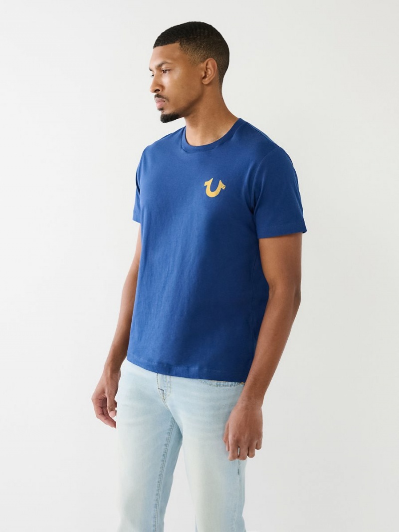 Estate Blue True Religion Buddha Logo Crew T Shirts | 3892-XBNDI