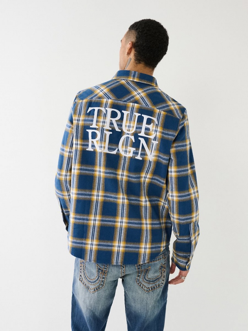 Estate Blue True Religion Plaid Shirts | 8506-CFDOB