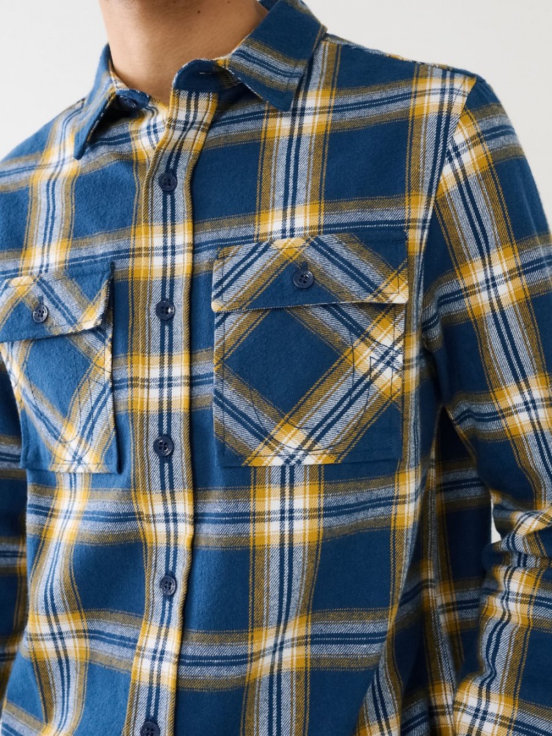 Estate Blue True Religion Plaid Shirts | 8506-CFDOB