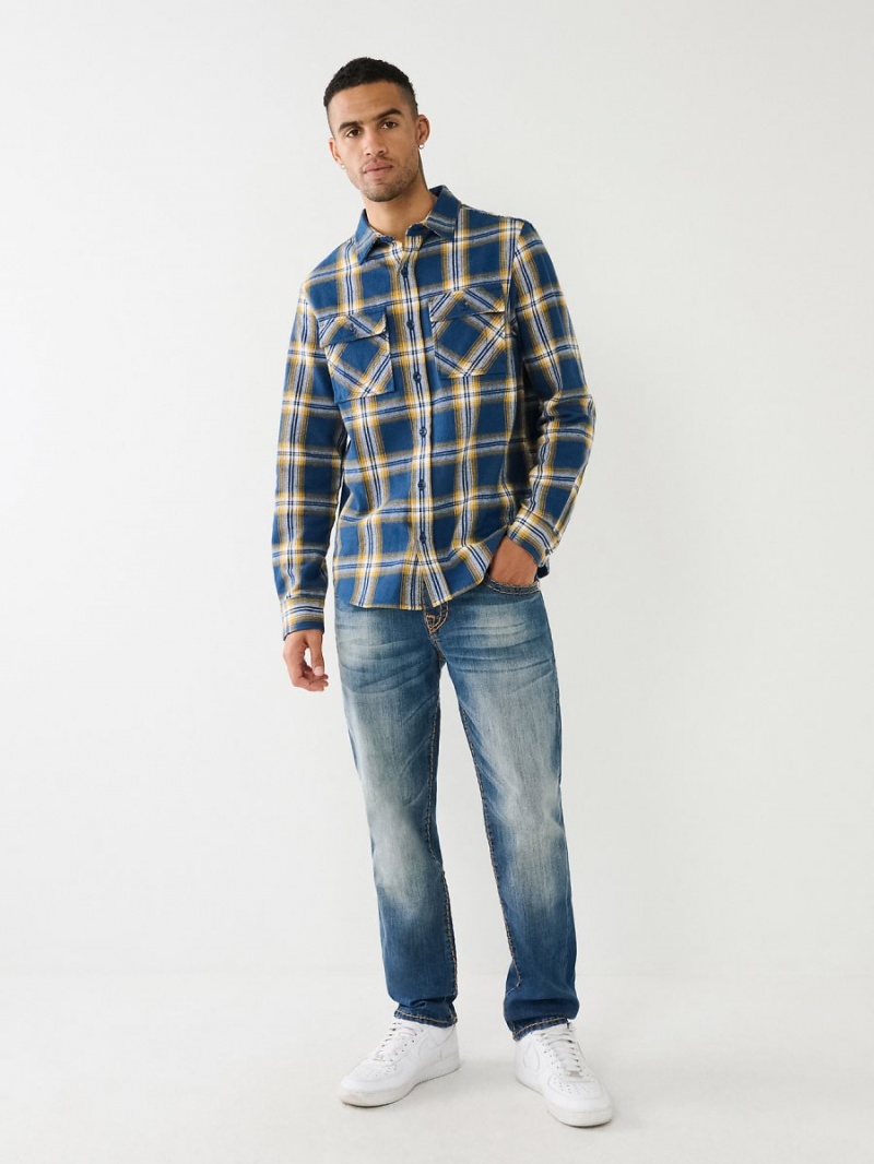 Estate Blue True Religion Plaid Shirts | 8506-CFDOB