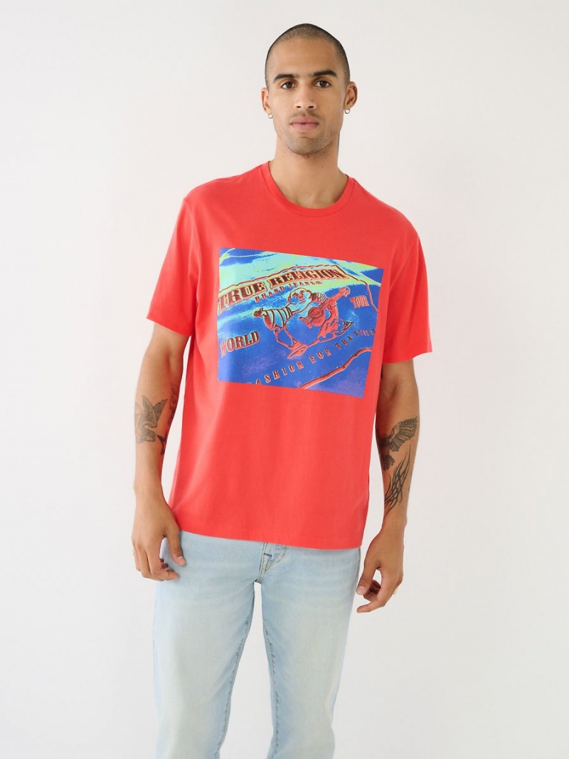 Faded Cherry True Religion Thermo Buddha Graphic Relaxed T Shirts | 7543-YSICW