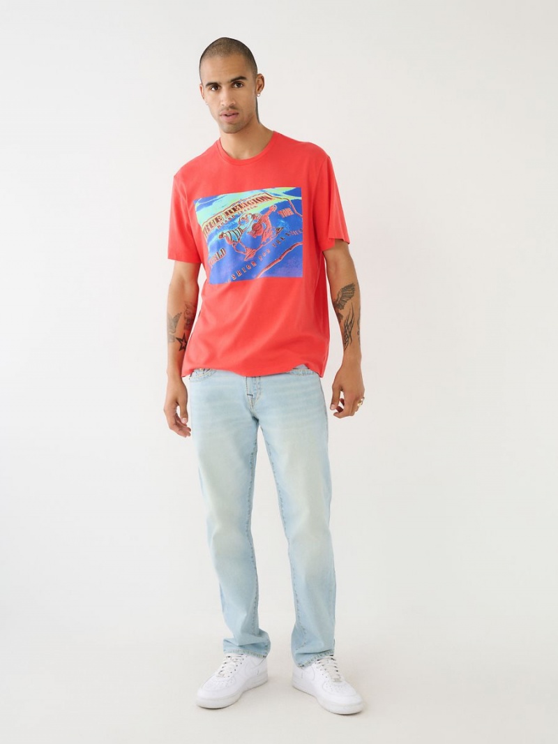 Faded Cherry True Religion Thermo Buddha Graphic Relaxed T Shirts | 7543-YSICW